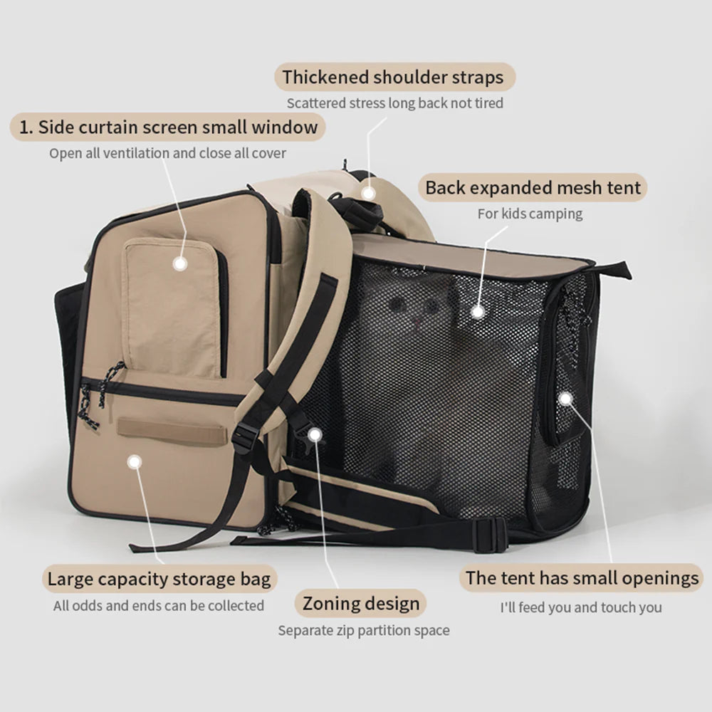 HiDREAM Pet Front and Rear Tent Backpack